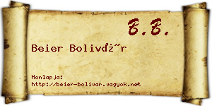 Beier Bolivár névjegykártya